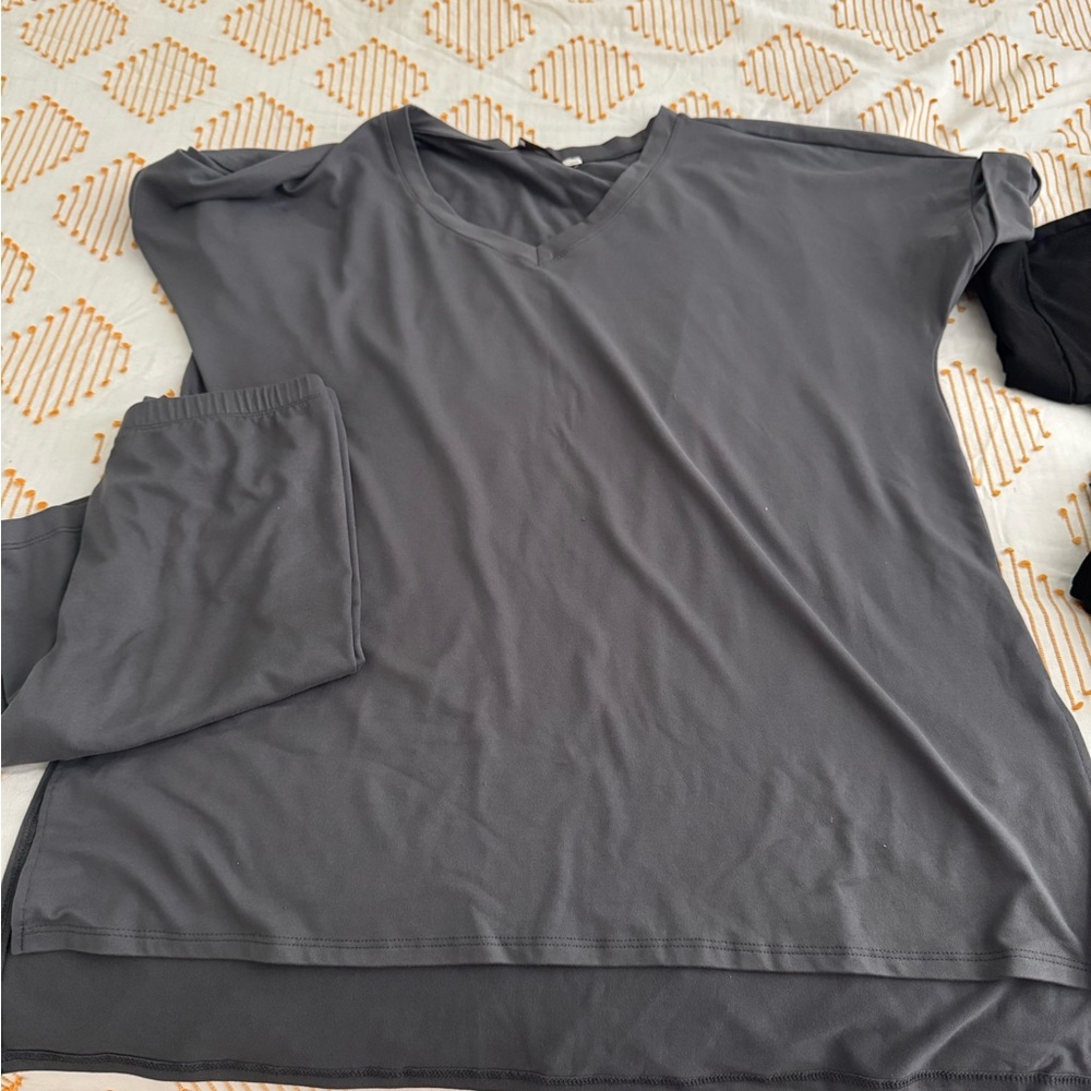 Gray V-Neck women’s Lounge Wear, Medium.